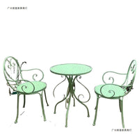 Outdoor Patio Bistro Set, Wrought Iron Round Table and Chairs for Balcony Garden Cafe