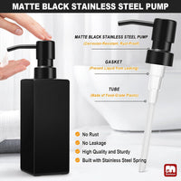 Glass Soap Dispenser with Stainless Steel Pump for Bathroom and Kitchen, Refillable Liquid Hand Soap Lotion Bottle