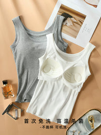 Women's Built-in Bra Camisole Tank Top for Summer