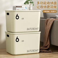 Cream Style Large Capacity Storage Box with Lid for Bedroom Snacks Toys Sundries