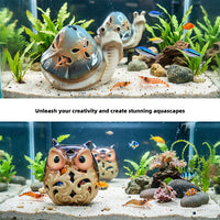 Owl Snail Bird Animal Shape Aquarium Ornament Fish Shrimp Hiding House Crab Shelter