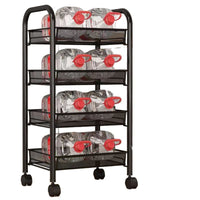 Multi-Layer Carbon Steel Kitchen Storage Cart with Wheels