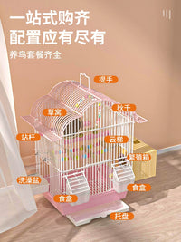 New Parrot Bird Cage for Cockatiel Peony Tiger Skin Pearl Birds, Large Household Ecological Villa