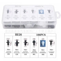 100-Piece Car Bumper Rivet Fastener Clips Assortment Kit with Storage Case
