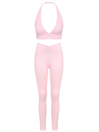 Women's Butt-Lifting Tummy Control Running Shorts & Halter Sports Bra Yoga Set