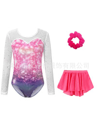 Girls' Mermaid Ballet Leotard with Skirt and Headpiece for Dance Class and Exams