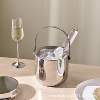 Double-Layer Stainless Steel Ice Bucket with Lid and Tongs, Insulated Wine Chiller for Home & Hotel
