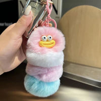 Cute Caterpillar Plush Keychain for Car Keys and Bags