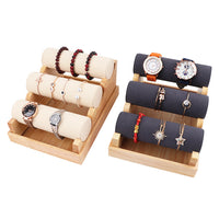 Solid Wood 3-Tier Bracelet Display Stand for Jewelry and Accessories
