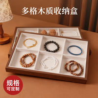 Walnut Grain Jewelry Display Tray with Lid, Ring Earring Storage Organizer for Retail and Home