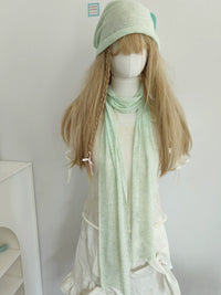 TAKONG Early Autumn Knitted Hollow Scarf and Hat Set in Vintage Colors