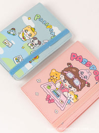 Cartoon PU Leather Multi-Card Holder Travel Passport Wallet