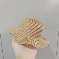 Cute Wavy Brim Mini Straw Hat for Dolls & Small Pets, Decorative Doll Accessories