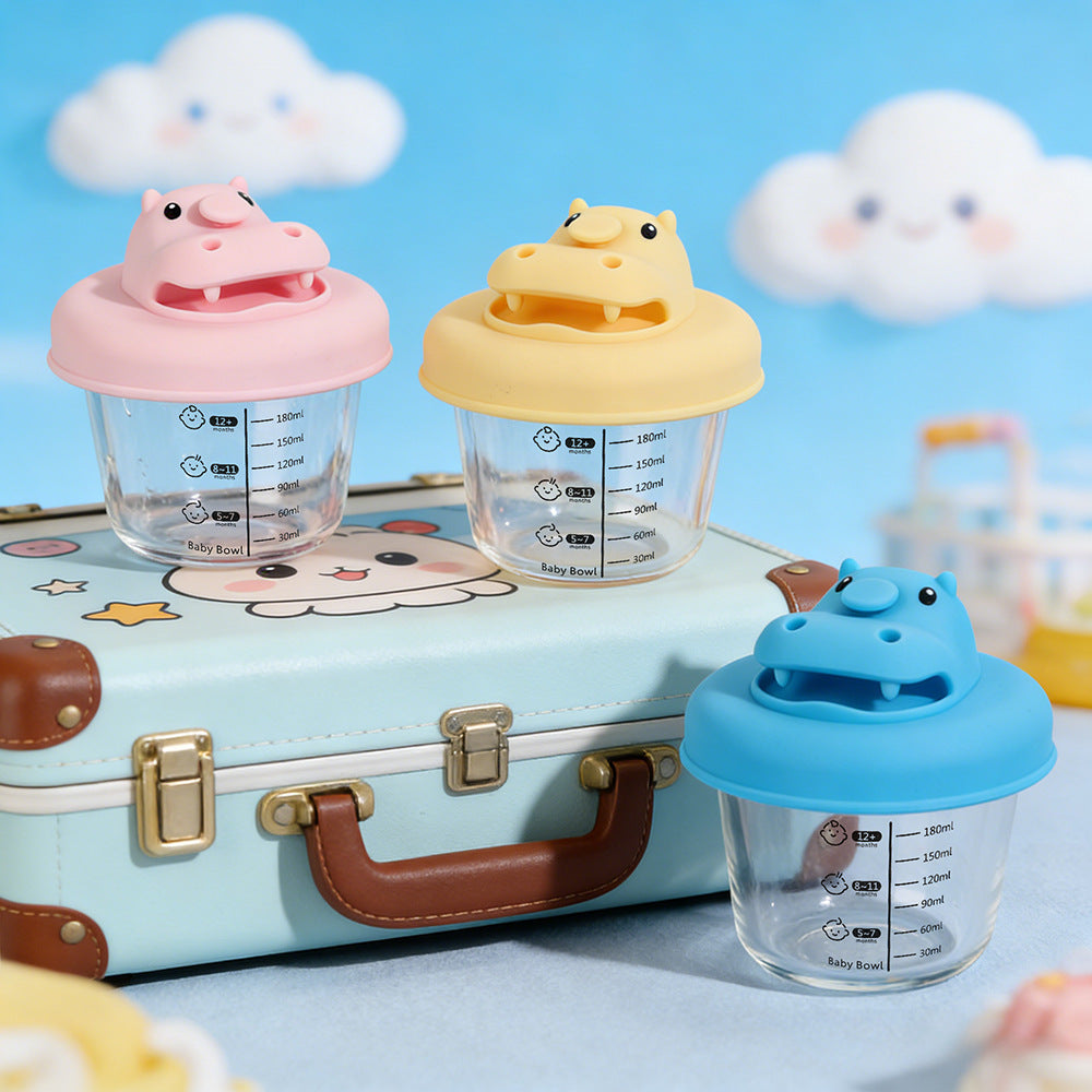 Silicone Storage Box Baby High Borosilicate Glass Fresh-keeping Box Freezer Bowl Baby Food Supplement Bowl Steaming Bowl Lunch Box