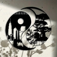 Yin Yang Art Metal Wall Decor Silhouette for Home Office