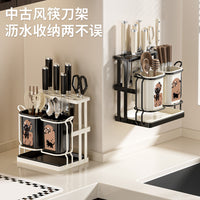 Countertop Kitchen Utensil Holder with Knife Rack and Drainer