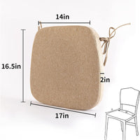 Non-Slip Cotton Linen Dining Chair Cushion with Ties, High-Density Sponge Seat Pad for Kids and Adults