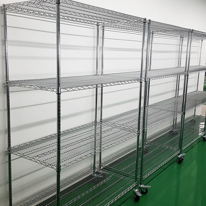 Stainless Steel Chrome Plated Carbon Steel Multi-Layer Storage Rack with Wheels for Cold Storage and Workshops