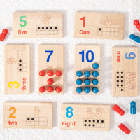 Montessori Wooden Math Learning Sticks Color Recognition Peg Board Educational Toy for Kids