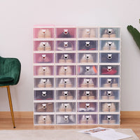 Clear Stackable Drawer Shoe Storage Box Dustproof Organizer for Closets and Dorms