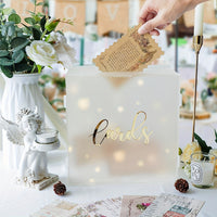 Frosted Acrylic Wedding Card Box with Lights for Reception, Collectible Envelope Storage Box, Disassembly Storage Box