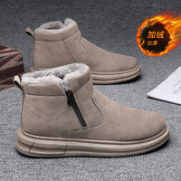 Men's Winter Mid-Top Snow Boots Warm Fleece-Lined Slip-On Anti-Slip