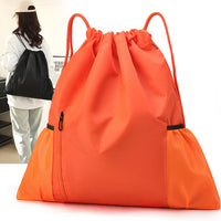 Drawstring Backpack Sports Gym Bag Oxford Cloth with Zipper Pocket for Travel Students Basketball Soccer Shoes