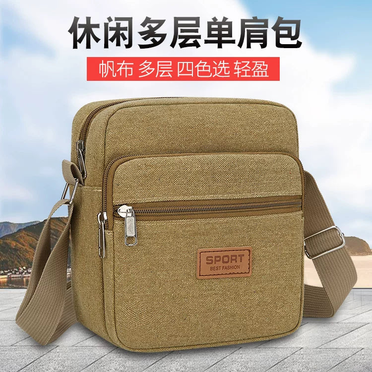Men's Canvas Shoulder Bag Casual Crossbody Phone Pouch