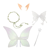 Fantasy Elf Fairy Costume Set with Wings, Headband, Ears, and Wand for Parties