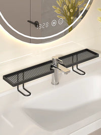 No-Drill Sink Washstand Storage Rack, Bathroom Shelf for Mirror Front & Faucet