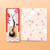 Japanese Daruma Amulet Bell Charm Set with Lucky Cat and Water Koto Sound