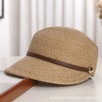 French Style Straw Equestrian Sun Hat for Women, Breathable Visor Cap with UV Protection