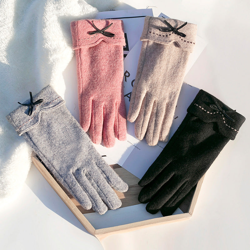 Women's Cashmere Lined Touchscreen Gloves for Winter - Windproof & Non-Slip