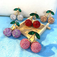 Sparkling Rhinestone Cherry Keychain Pendant for Bags and Keys
