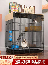 Large Indoor Cat Cage with Litter Box, Multi-Tier Cat Condo with Ample Space