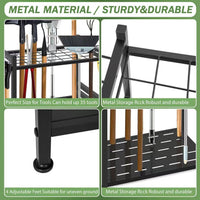 Multi-Layer Garden Tool Storage Rack Garage Cleaning Supplies Organizer Shovel Support Stand