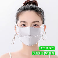 100% Mulberry Silk UV Protection Face Mask for Women, Lightweight Full Face Cover for Driving