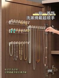 Adhesive Jewelry Hooks for Wall or Door Mounting - Mini Multi-Grid Organizer for Necklaces, Earrings, Bracelets
