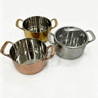 Stackable Stainless Steel Mini Hot Pot with Handles, Induction Cooktop & Gas Stove Compatible