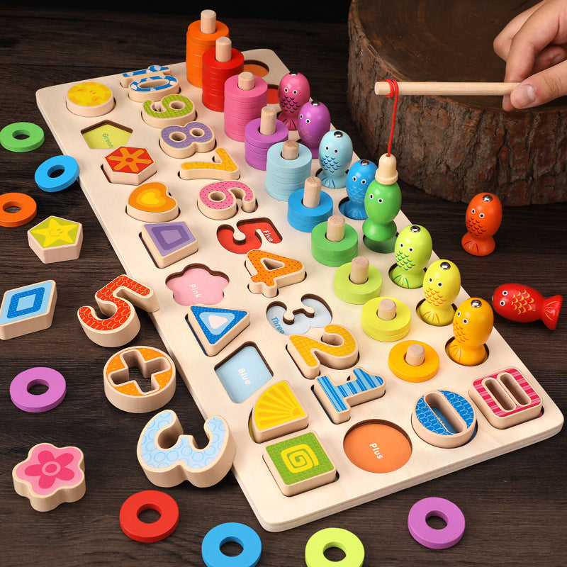 Montessori Wooden Number Puzzle Stacking Toy for Toddlers