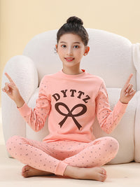 Kids' Cotton Thermal Underwear Set for Boys and Girls, Mid-Neck Pajamas, Loungewear