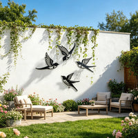 Metal Swallow Silhouette Wall Decor, Iron Art Hollow Flying Bird Wall Hanging for Outdoor Garden Patio