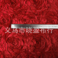 3D Peony Rose Floral Embroidered Mesh Fabric for Wedding Dresses and Gowns