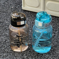 Summer Transparent Plastic Water Bottle with Handle for Outdoor Sports and Travel, Dual-Drink Design