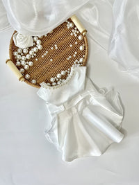 Pet Matte Satin Pearl Wedding Dress for Cats & Small Dogs