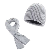 Winter Fleece Lined Knit Hat Scarf Gloves Set for Men and Women
