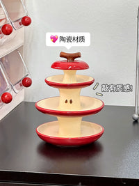 Cute Apple Ceramic Jewelry Organizer Tray for Earrings Bracelets Rings