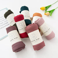 Breathable Wrinkled Solid Color Headscarf Long Scarf Shawl for Women