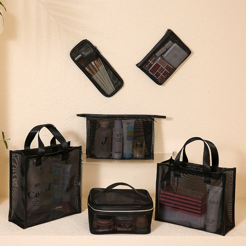 Large Capacity Nylon Mesh Cosmetic Bag Portable Travel Storage Tote