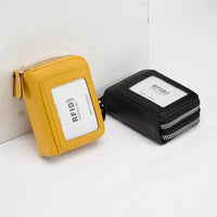 RFID Blocking Accordion Card Holder with Double Zipper Coin Purse